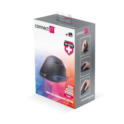 CONNECT IT CMO-2500-BK - Ergonomska žična miška Verti Wire 1000/1600 DPI črna