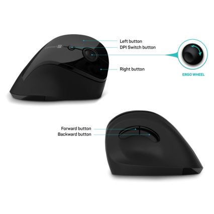 CONNECT IT CMO-2700-BK - Ergonomska brezžična miška 800/1200/1600 DPI 1xAA črna