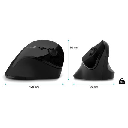 CONNECT IT CMO-2700-BK - Ergonomska brezžična miška 800/1200/1600 DPI 1xAA črna
