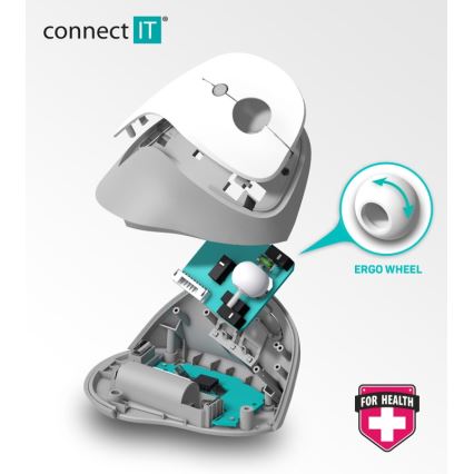 CONNECT IT CMO-2700-WH - Ergonomska brezžična miška 800/1200/1600 DPI 1xAA bela