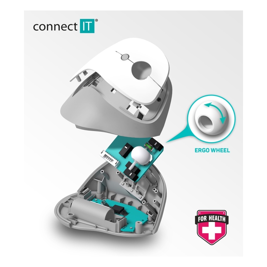 CONNECT IT CMO-2700-WH - Ergonomska brezžična miška 800/1200/1600 DPI 1xAA bela