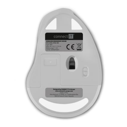 CONNECT IT CMO-2700-WH - Ergonomska brezžična miška 800/1200/1600 DPI 1xAA bela