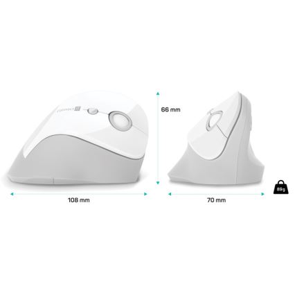 CONNECT IT CMO-2700-WH - Ergonomska brezžična miška 800/1200/1600 DPI 1xAA bela