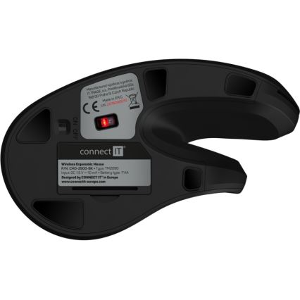 CONNECT IT CMO-2900-BK - Ergonomska brezžična miška 800/1200/1600 DPI 1xAA črna