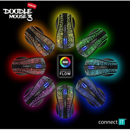 CONNECT IT CMO-3530-DD - LED RGB Brezžična polnilna gaming miška 800/1200/1600/2400/4800 DPI 600 mAh črna