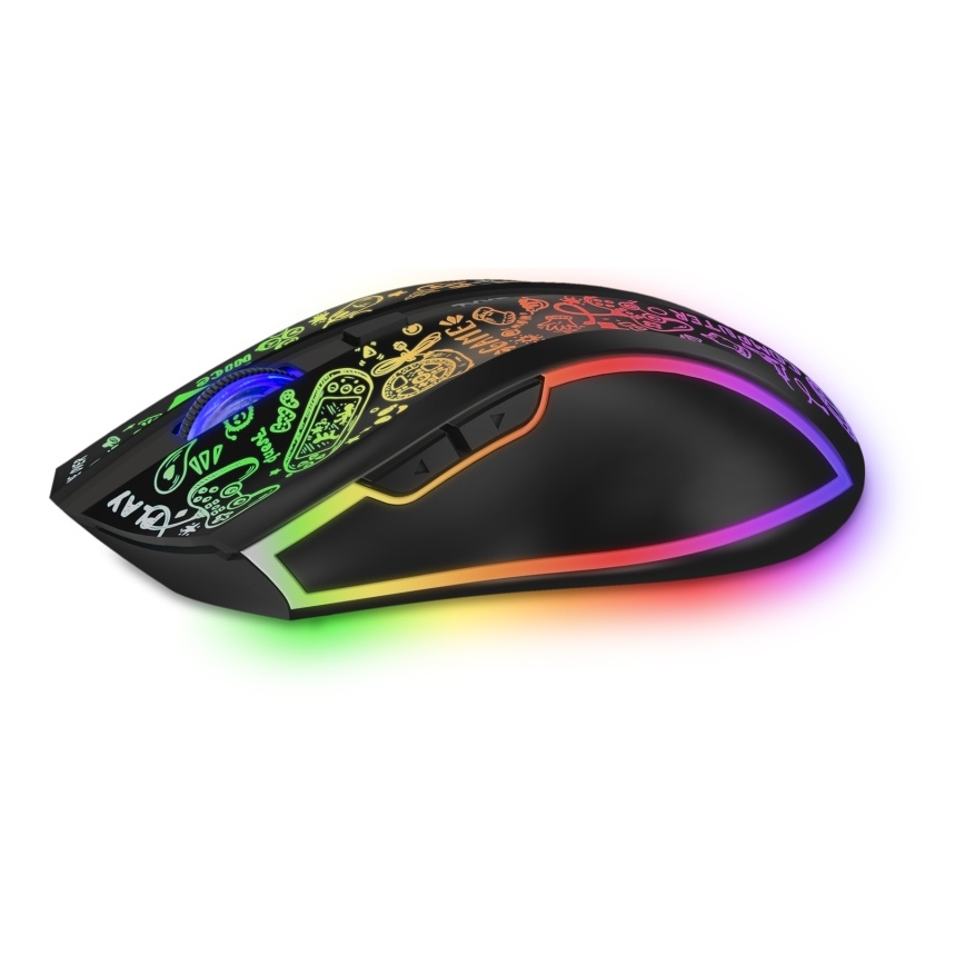 CONNECT IT CMO-3530-DD - LED RGB Brezžična polnilna gaming miška 800/1200/1600/2400/4800 DPI 600 mAh črna