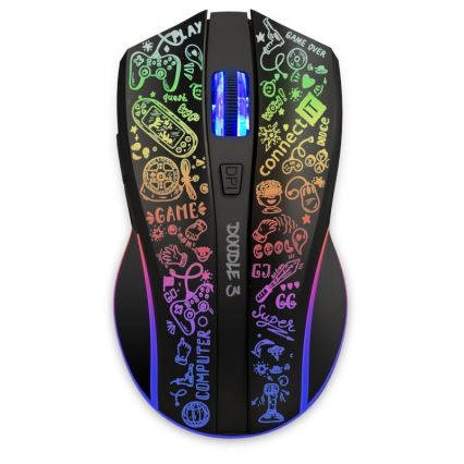 CONNECT IT CMO-3530-DD - LED RGB Brezžična polnilna gaming miška 800/1200/1600/2400/4800 DPI 600 mAh črna