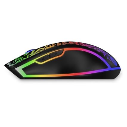 CONNECT IT CMO-3530-DD - LED RGB Brezžična polnilna gaming miška 800/1200/1600/2400/4800 DPI 600 mAh črna