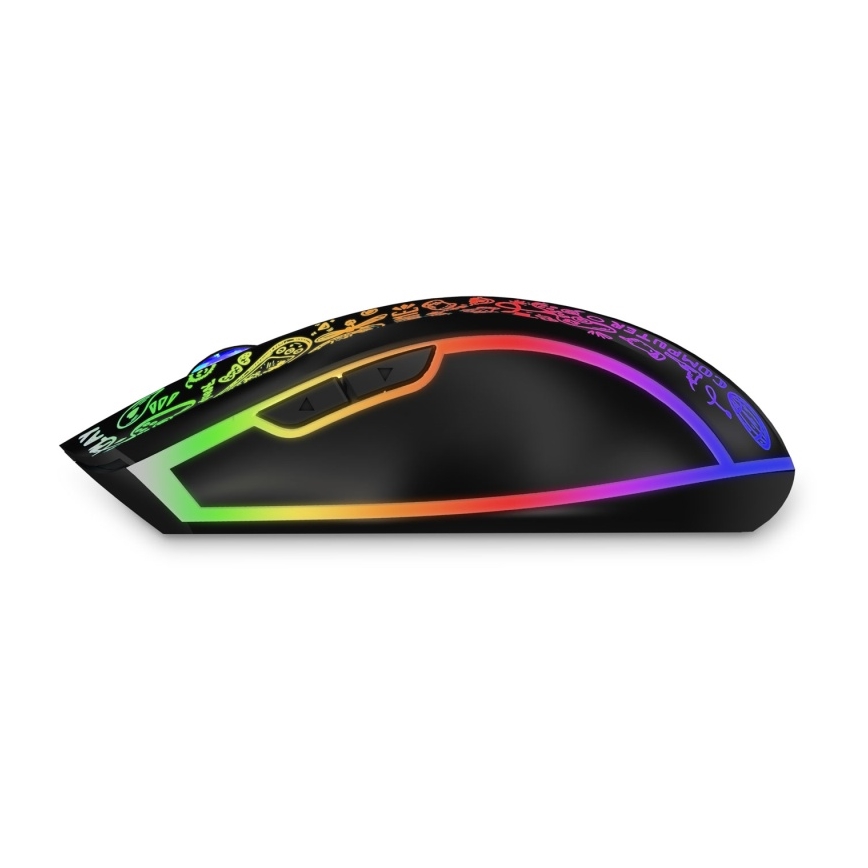 CONNECT IT CMO-3530-DD - LED RGB Brezžična polnilna gaming miška 800/1200/1600/2400/4800 DPI 600 mAh črna