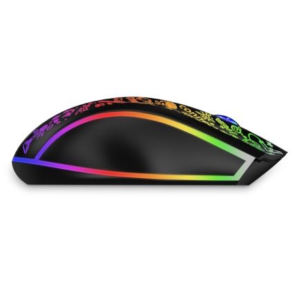 CONNECT IT CMO-3530-DD - LED RGB Brezžična polnilna gaming miška 800/1200/1600/2400/4800 DPI 600 mAh črna