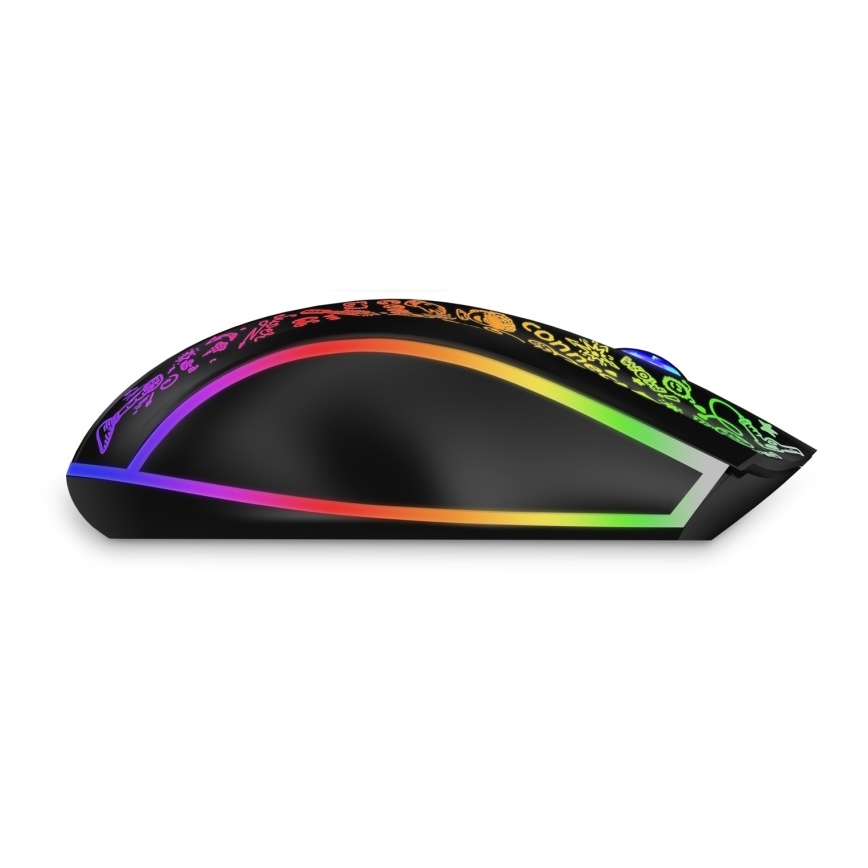 CONNECT IT CMO-3530-DD - LED RGB Brezžična polnilna gaming miška 800/1200/1600/2400/4800 DPI 600 mAh črna