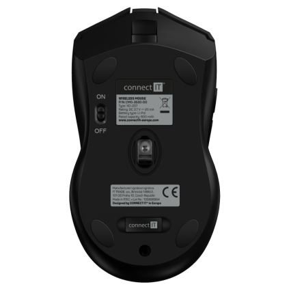 CONNECT IT CMO-3530-DD - LED RGB Brezžična polnilna gaming miška 800/1200/1600/2400/4800 DPI 600 mAh črna