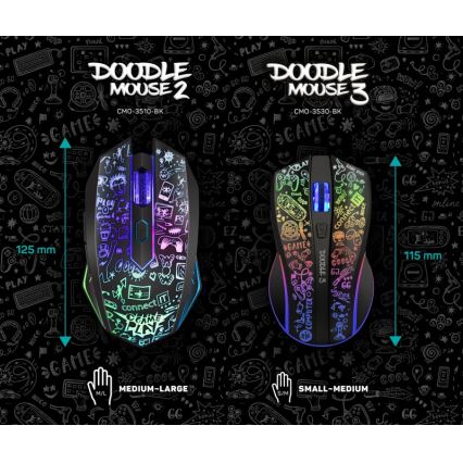 CONNECT IT CMO-3530-DD - LED RGB Brezžična polnilna gaming miška 800/1200/1600/2400/4800 DPI 600 mAh črna