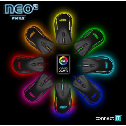 CONNECT IT CMO-3589-BK - LED RGB Žična gaming miška 200-7200 DPI črna