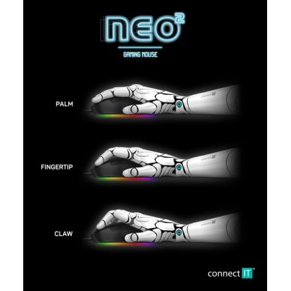 CONNECT IT CMO-3589-BK - LED RGB Žična gaming miška 200-7200 DPI črna