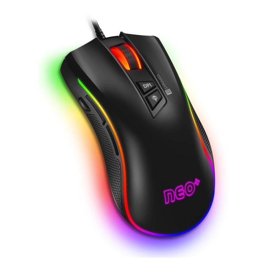 CONNECT IT CMO-3591-BK - LED RGB Žična gaming miška 500-7200 DPI črna