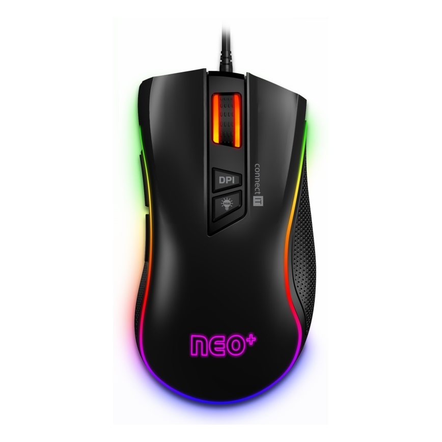 CONNECT IT CMO-3591-BK - LED RGB Žična gaming miška 500-7200 DPI črna