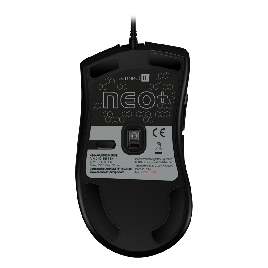 CONNECT IT CMO-3591-BK - LED RGB Žična gaming miška 500-7200 DPI črna