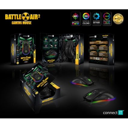 CONNECT IT CMO-5511-BK - LED RGB Žična gaming miška 200-12800 DPI črna