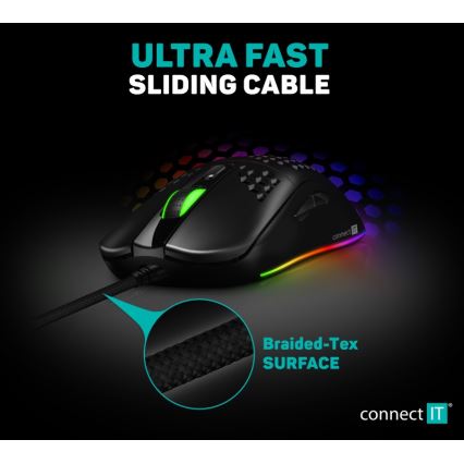 CONNECT IT CMO-5511-BK - LED RGB žična igralna miška 200-12800 DPI črna