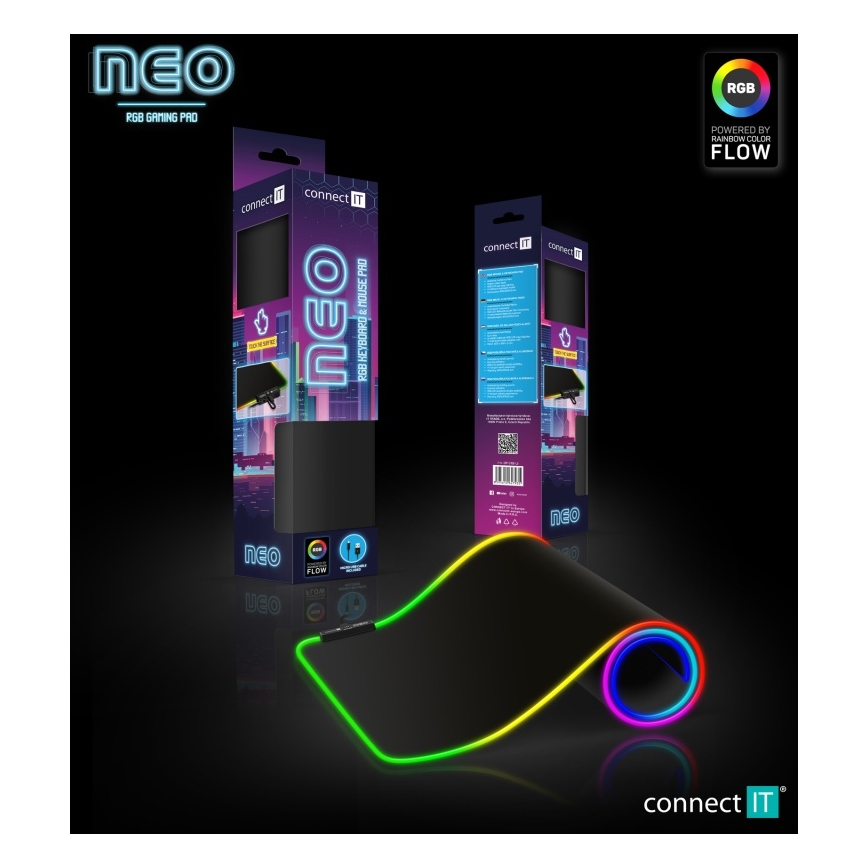 CONNECT IT CMP-3100-LG - LED RGB Gaming tipkovnica in podloga za miško 80x30 cm črna