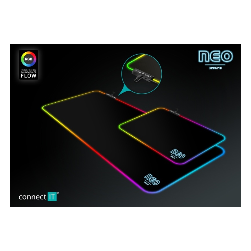 CONNECT IT CMP-3100-SM - LED RGB Gaming miška pad 32x24,5 cm črna