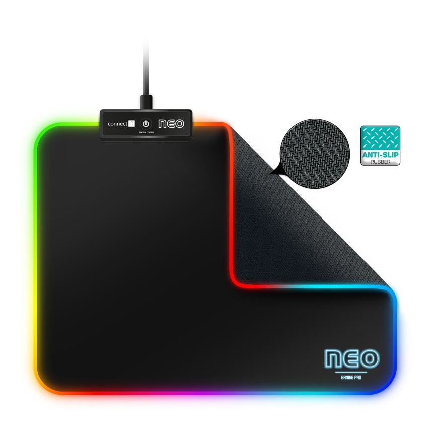 CONNECT IT CMP-3100-SM - LED RGB Gaming miška pad 32x24,5 cm črna