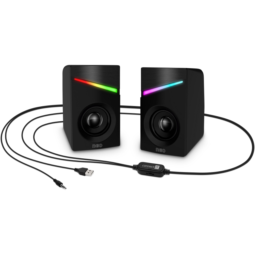 CONNECT IT CSP-1100-BK - SET 2x LED RGB Gaming zvočnik 6W/5V črna