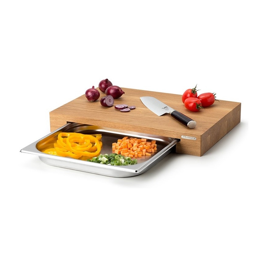 Continenta C4110 - Rezalna deska s pladnjem 39x27 cm hrast
