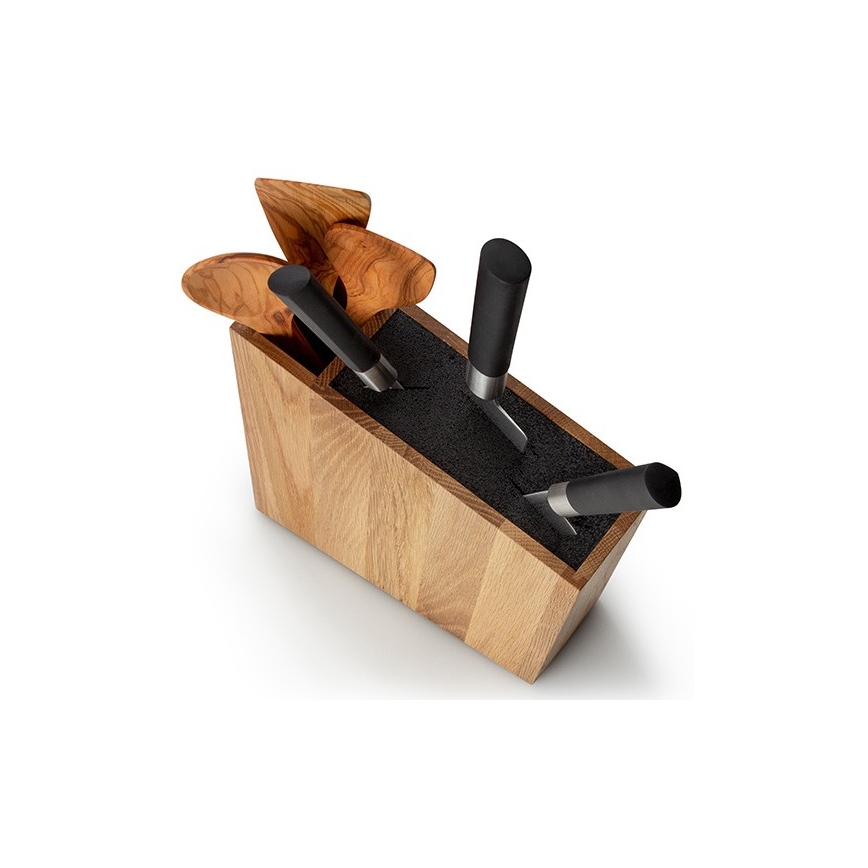 Continenta C4151 - Stojalo za nože s flexi vstavkom in predalom 31x8x24,5 cm hrast