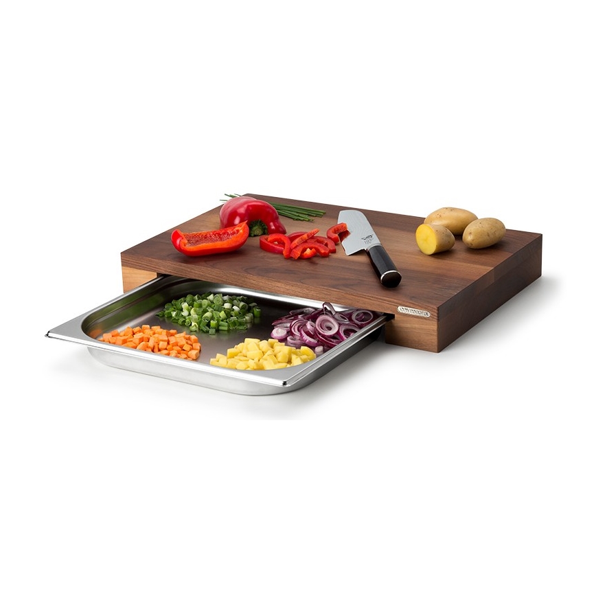 Continenta C4210 - Rezalna deska s pladnjem 39x27 cm oreh