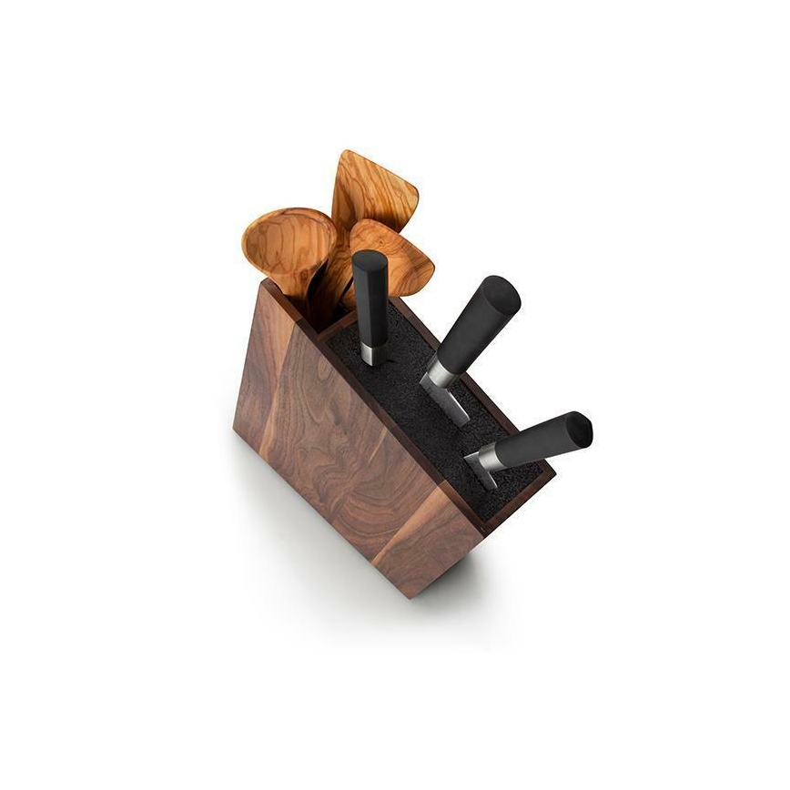 Continenta C4251- Stojalo za nože s fleksibilnim vložkom in predalom 31x8x24,5 cm oreh