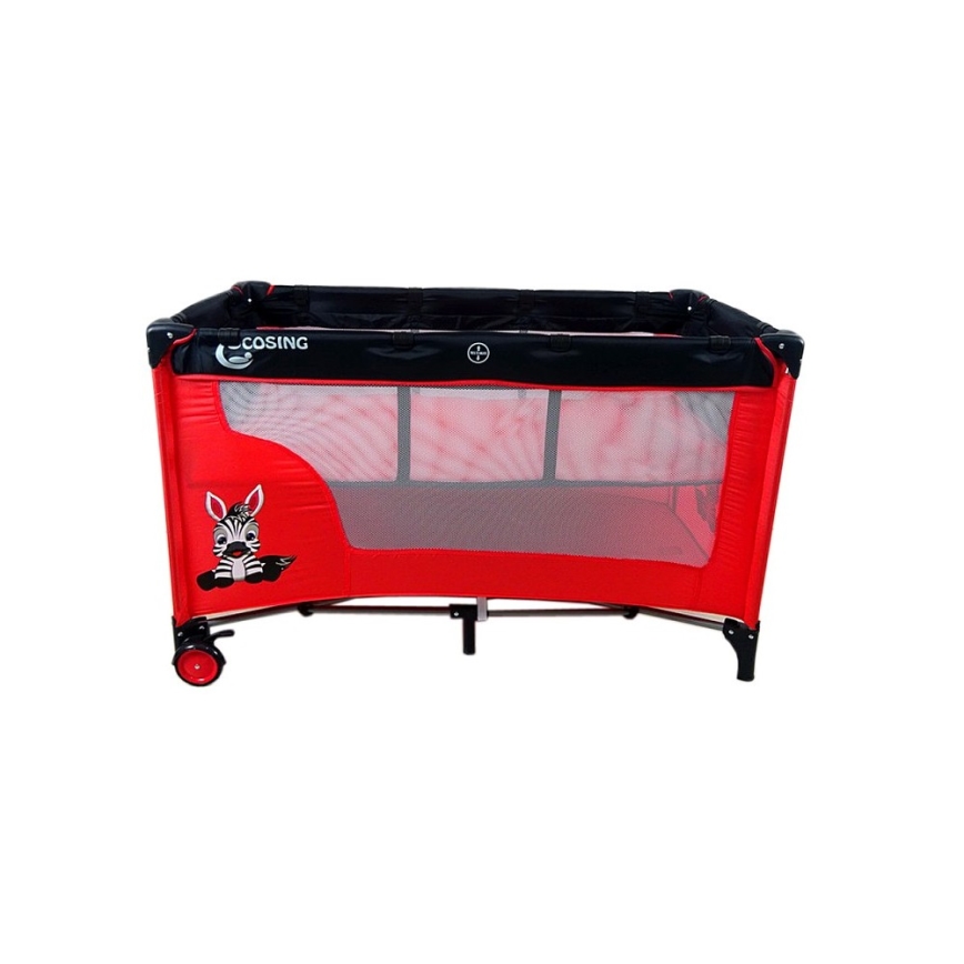 COSING - Potovalna otroška posteljica z nastavljivimi položaji ADAM Zebra Red