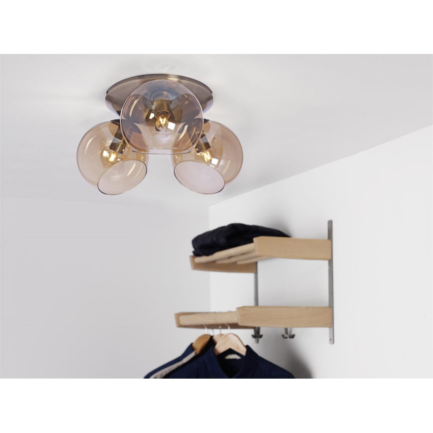 Cottex - Stropna svetilka CAPELLA 3xE14/40W/230V, premer 37 cm, dimljeno/rjavo