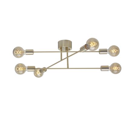 Cottex - Pritrjen lestenec BATON 6xE27/60W/230V medenina