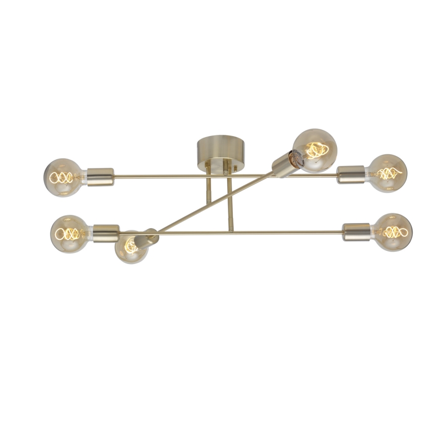 Cottex - Pritrjen lestenec BATON 6xE27/60W/230V medenina