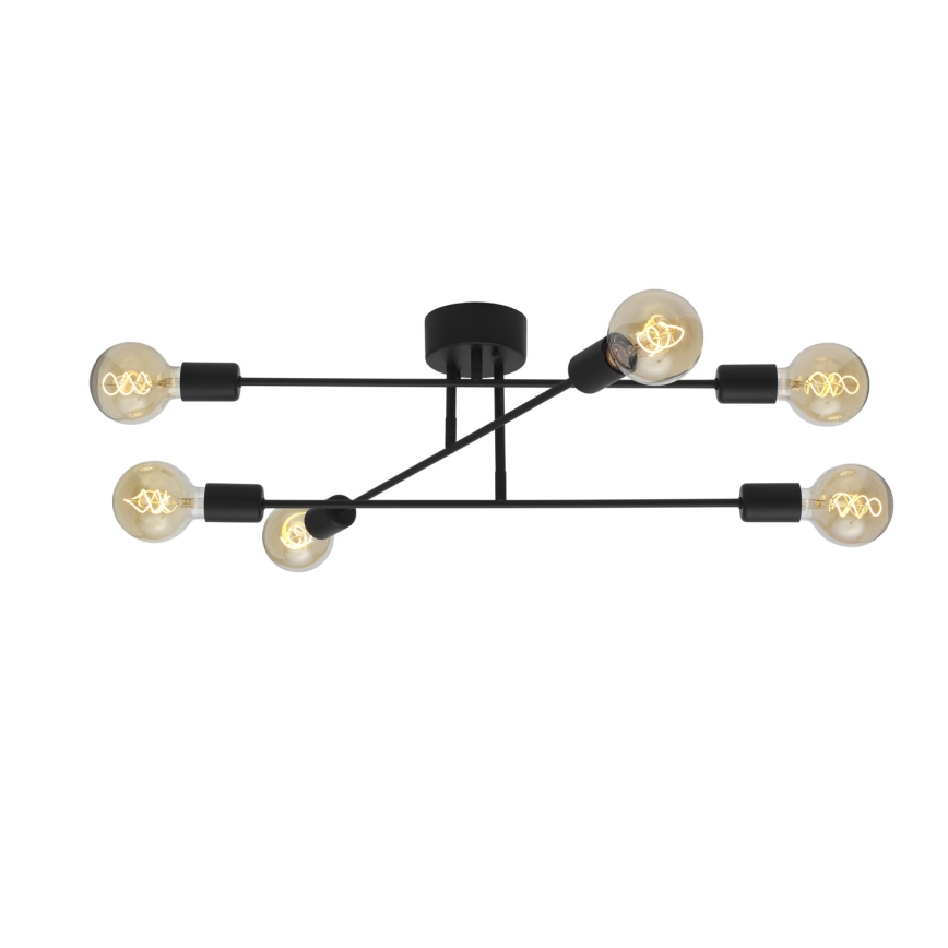 Cottex - Pritrjena stropna svetilka BATON 6xE27/60W/230V črna