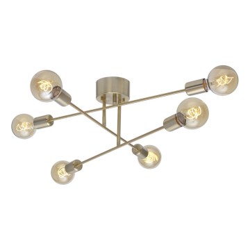 Cottex - Pritrjen lestenec BATON 6xE27/60W/230V medenina