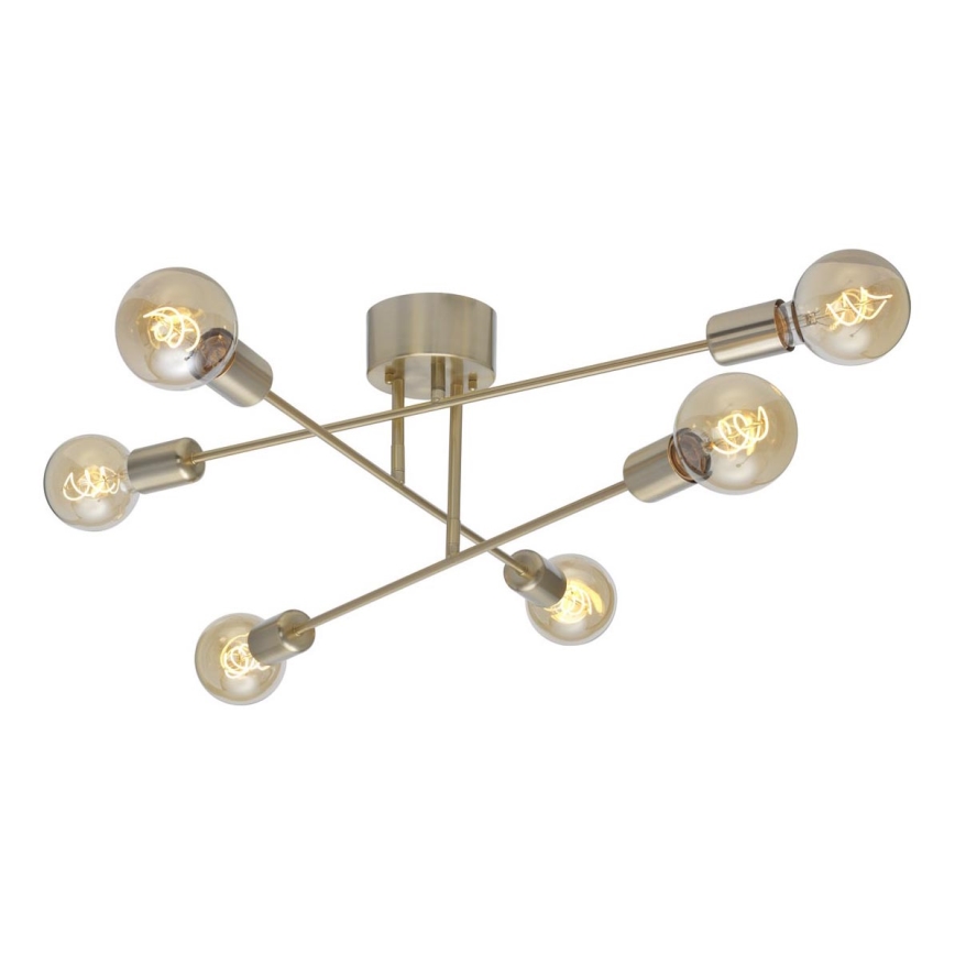 Cottex - Pritrjen lestenec BATON 6xE27/60W/230V medenina
