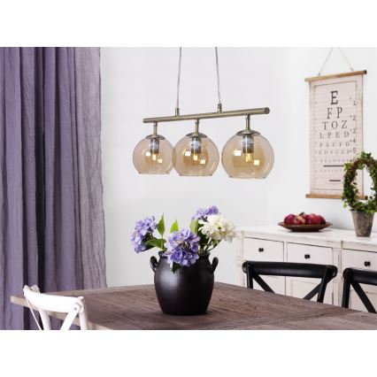 Cottex - Lestenec na kablu CAPELLA 3xE14/40W/230V dimna/rjava