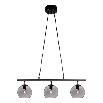 Cottex - Viseči lestenec na kablu CAPELLA 3xE14/40W/230V dimljeno steklo/črna