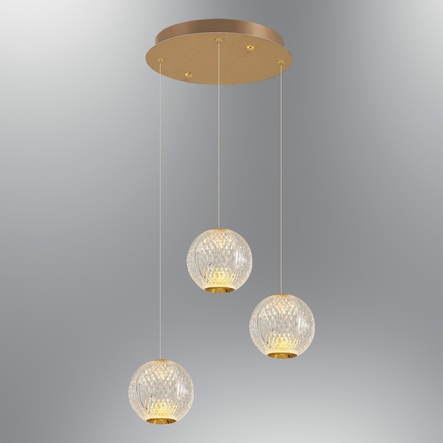 CREMONA LED Visilna Luč 3xLED/5W/230V 3000K Zlata