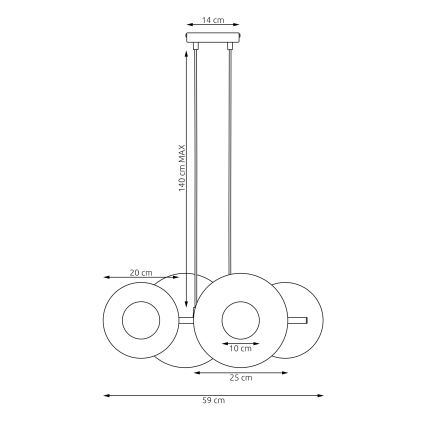 Črn lestenec na kablu UMBRA 4xG9/8W/230V