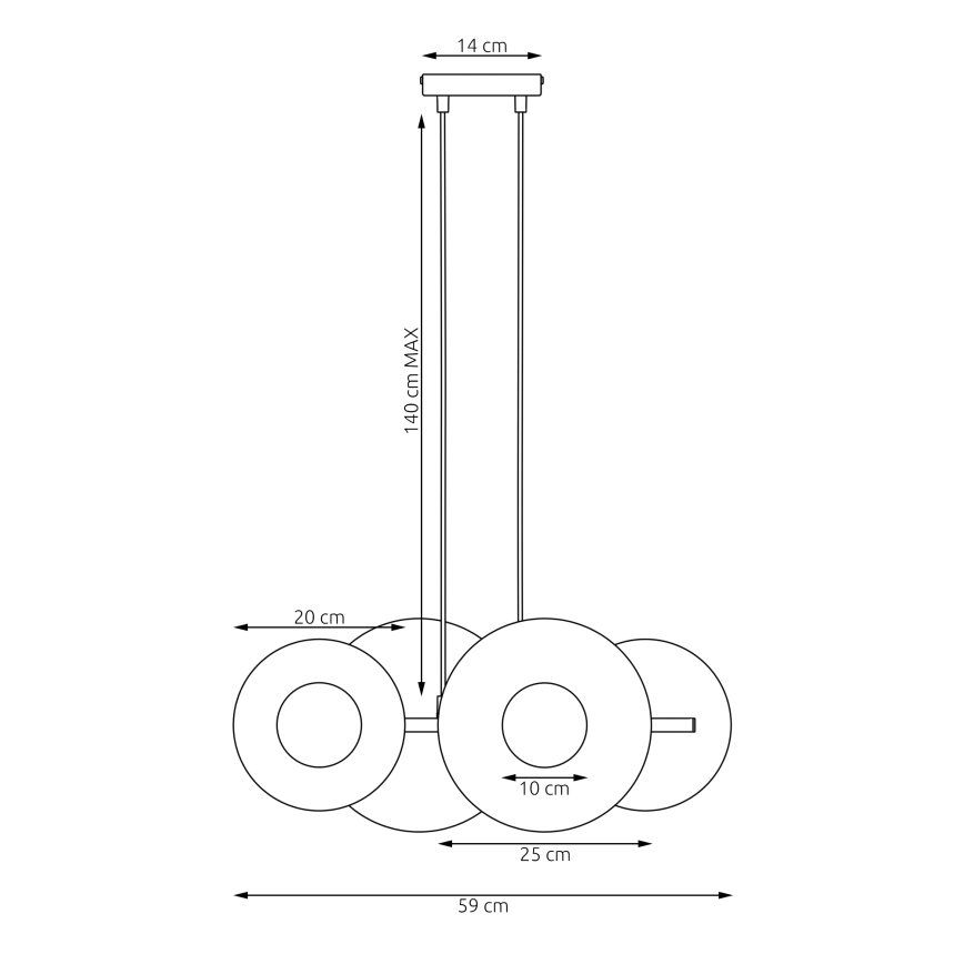 Črn lestenec na kablu UMBRA 4xG9/8W/230V