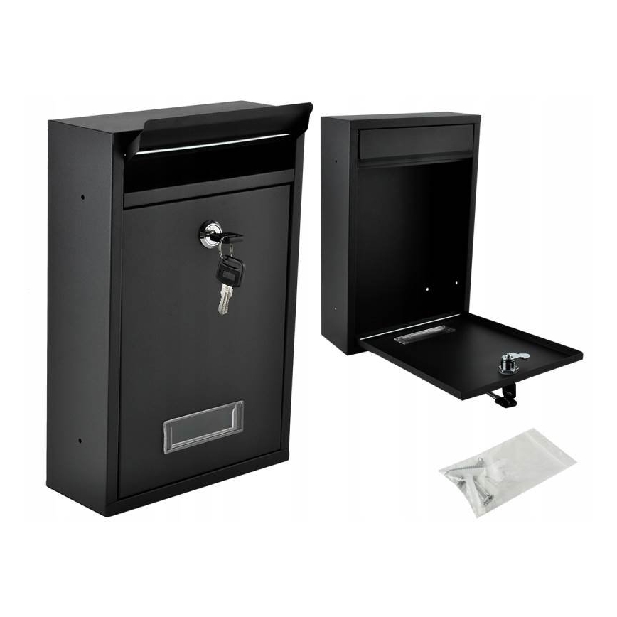 Črn poštni nabiralnik 21,7x32 cm