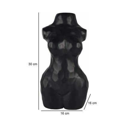 Črna keramična vaza, 30 cm