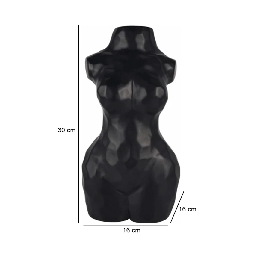Črna keramična vaza, 30 cm