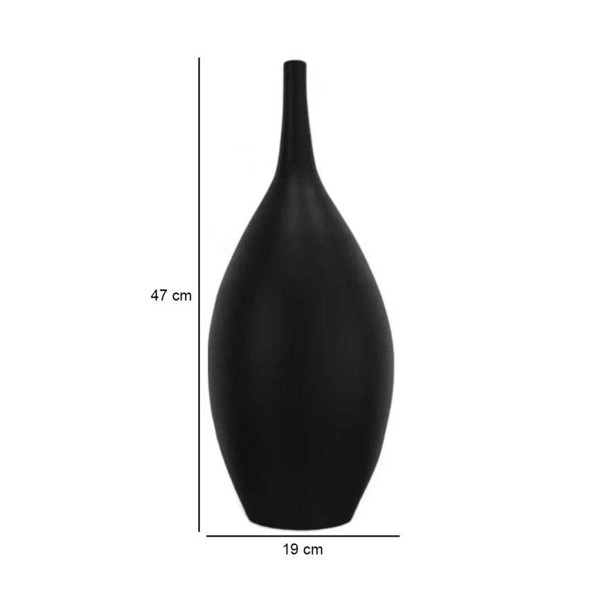 Črna keramična vaza, 47 cm