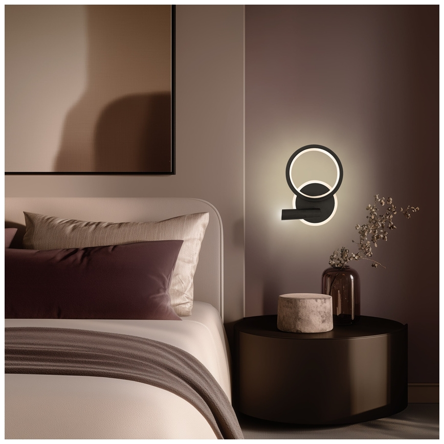Črna LED nastenska točkovna svetilka MONET LED/16W/230V
