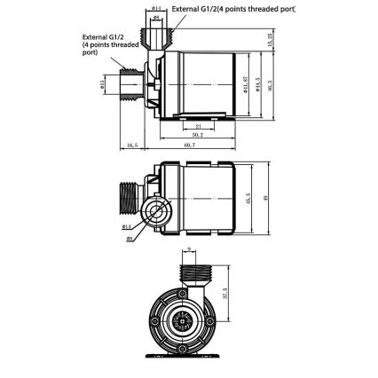 Črpalka 12VDC 800l/hour G1/2"